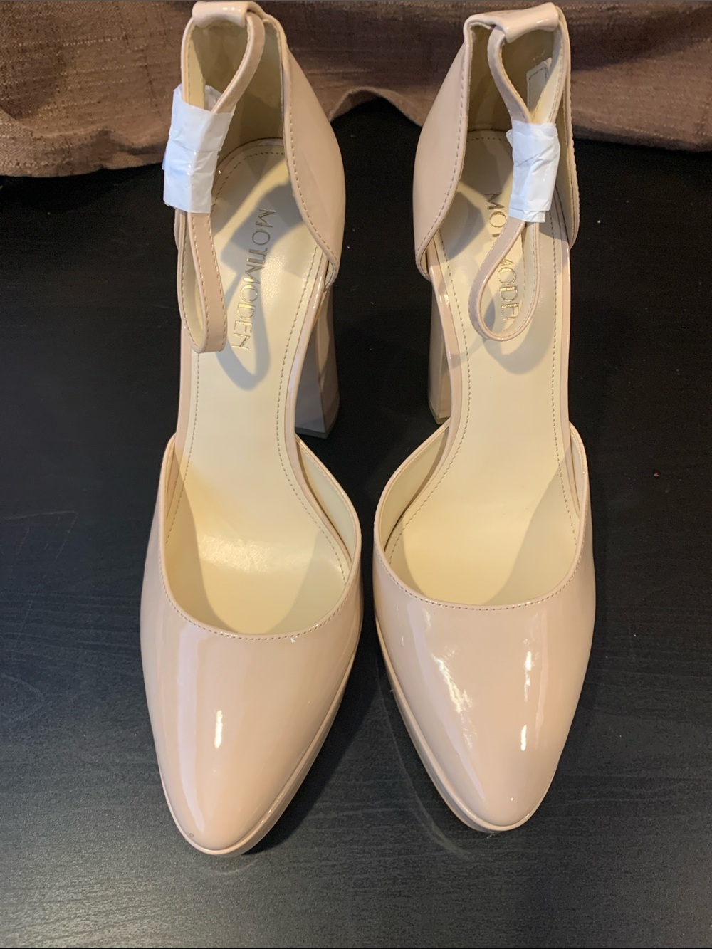 Ankle-Strap Block Heels in Nude - Picture 6 of 8